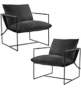 IULULU Modern Sling Accent Chair Set of 2 Upholstered Leisure Single Relaxing Armchair with Metal...