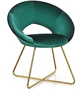 Giantex Modern Velvet Accent Chair, Comfy Cute Upholstered Vanity Desk Chair w/Metal Legs, Soft C...