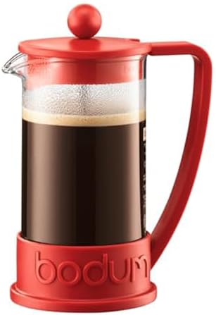 Bodum 12oz Brazil French Press Coffee Maker, High-Heat Borosilicate Glass, Red - Made in Portugal