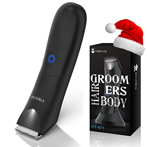 VIKICON Balls Trimmer Men, Pubic & Body Hair Trimmer Men, IPX7 Waterproof Body Groomer w/Light & Ceramic Blade, Body Shavers 