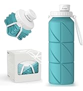 Popdigito Collapsible Water Bottle Foldable Silicone Travel Water Bottle Leakproof Flexible BPA F...