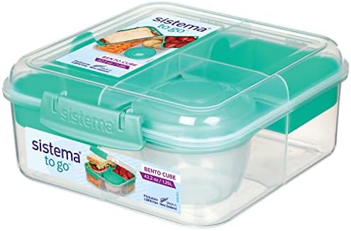 Sistema Boîte à lunch Bento Box TO GO | Boîte de conservation des aliments avec récipient à yaourt/fruits | 1,25 L | Sans BPA | Couleurs assorties | 1 pièce