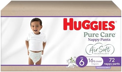 Huggies Pure Care Nappy Pants Size 6 (16kg and Over) 72 Count (Packaging May Vary)