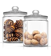 JoyJolt Elegant Cookie Jar. 2 Large Glass Jar With Glass Lid. Cookie Jars for Kitchen Counter wit...