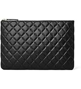 DORIS&JACKY Large Leather Clutch Purse For Women Hand-Carry Quilted Lambskin Evening Bag