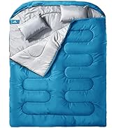 MEREZA Double Sleeping Bag for Adults Mens with Pillow, XL Queen Size Two Person Sleeping Bag for...