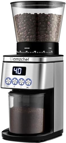 Conical Burr Coffee Grinder 30 Precise, Coffee Grinder with LED Screen & Anti-static Device, Adjustable Burr Grinder for 1-12 Cups or 1-40 Seconds