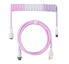 EPOMAKER Mix SE Coiled USB C Cable, 1.5m Double Sleeved Cable for Mechanical Keyboard, with Detachable 4-Pin Aviator Connec…