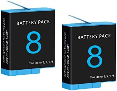 DINTYOU 2 Pack Batteries for Gopro Hero 8 7 6 5 Black Battery Accessories, Hero 8 7 Black Go Pro 5 6 7 8 1500mAh