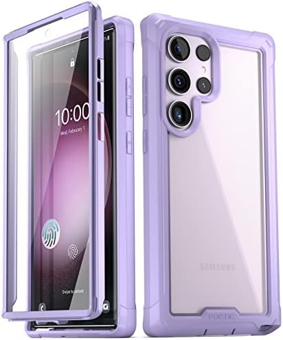Poetic Guardian Case for Samsung Galaxy S23 Ultra 5G 6.8" (2023) [20 FT Mil-Grade Drop Tested], Built-in Screen Protector Work with Fingerprint ID, Full Body Rugged Shockproof Cover Case, Purple/Clear