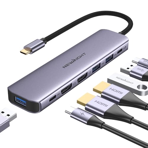 USB C ハブ hdmi 2つ Dual Display ドッキングステーション 7in1 MST デュアル 4K HDMI 拡張 リプル ディスプレイ 2畫面 HDMI*２、高速USB 3.0*3、type c データ伝送、USB-C 100W充