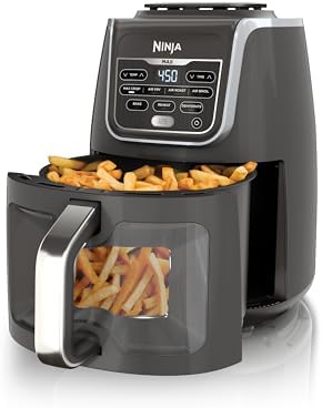 Ninja EzView Air Fryer Max XL, 5.5-QT Capacity, 7 functions: Max Crisp, Air Roast, Bake, Reheat, Dehydrate, and more, up to 450°F, EzView Window, Grey, AF171C (Canadian Version)