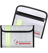 ROLOWAY Small Fireproof Bag (5 x 8 inches) with Reflective Strip, Non-Itchy Fireproof Money Bag, ...