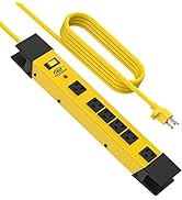 CRST 6-Outlet Heavy Duty Surge Protector Power Strip 15 ft Long Cord with Cord Management, 15A/18...