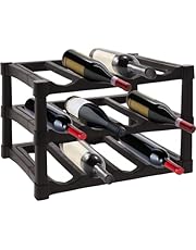 GEEZY Wine Rack Space-Saving 3 Tier Stackable Durable Stylish 12 Bottle Wine Holder Display for Maximizing Wine Storage, Free Standing