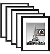 upsimples 11x14 Picture Frame Set of 5, Display Pictures 8x10 with Mat or 11x14 Without Mat, Wall...