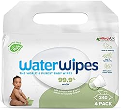 WaterWipes Plastic-Free Textured Clean, Toddler & Baby Wipes, 240 Count (4 Packs), 99.9% Water Based Wipes, Un