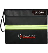ROLOWAY Fireproof Document Bag (14 x 11 inch) with 5200℉ Upgraded Aluminum Foil Layer, Fireproof ...