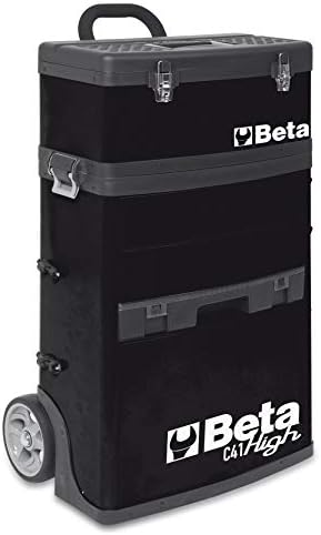 Beta C41H Two-Module Rolling Tool Chest, Detachable Tool Box, Telescopic Handles, Black
