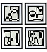 ArtbyHannah 10x10 Inches Black Framed Abstract Wall Art for Hallway, Living Room, Black and White...