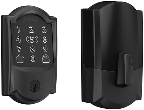 Schlage BE499WB CAM 622 Encode Plus WiFi Deadbolt Smart Lock, Keyless Entry Touchscreen Door Lock with Camelot Trim, Matte Black