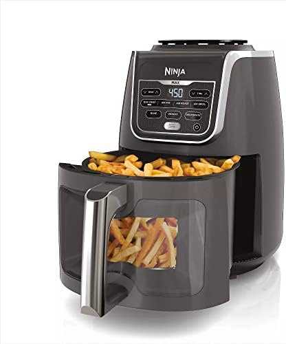 Ninja AF171 EzView Max XL Air Fryer that Cooks, Crisps, Roasts, Broils, Bakes, Reheats & Dehydrates, with 5.5 Quart Capacity, and a EzView Window, Grey (Renewed)