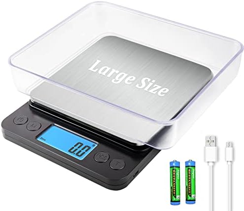 Upgraded Large Size Food Scale for Food Ounces and Grams, YONCON Kitchen Scales Digital Weight for Cooking, Baking, 3kg by 0.1g High Accurate Gram Scale with 2 Tray, Tare Function, LCD Display