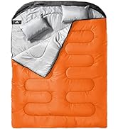 MEREZA Double Sleeping Bag for Adults Mens with Pillow, XL Queen Size Two Person Sleeping Bag for...