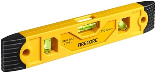 Torpedo Level Magnetic, Firecore 9 Inch Shockproof Small Leveler Tool with 3 Bubble Spirit Level 45 90 180 Degree, Construction Levelers for Hanging Pictures Install Shelf Home Renovation