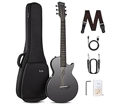 Enya Nova Go SP1 Acoustic Guitar Cutaway Carbon Fibre Acoustic Guitar Set for Children Adults 35 Inch Black