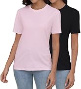 Abardsion Women's Short-Sleeve Crewneck Casual Basic T-Shirt Tops, Multipacks