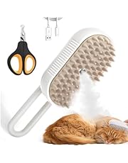 Cat Steamer Brush, 3 In 1 Cat Steam Brush, With 1 Pet Nail Clipper, Steamy Cat Brush for Massage, Knots and Hair Removal, Steamy Brush Pet for Cat Dog