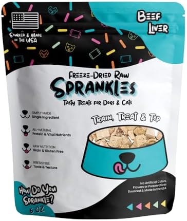 SPRANKLES Freeze Dried Beef Liver Treats for Cats & Dogs - Single Ingredient All Natural Grain-Free, High Protein, Made in USA - Perfect for Training, Topper or Snack