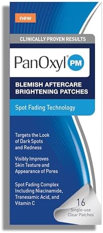 PanOxyl Blemish Brightening Patches: Dermatologist-Recommended, Help Fade Post-Acne Dark Spots and Reduce Redness, Large Clear Patches Cover a Bigger Area, Vegan & Latex-Free, 16ct