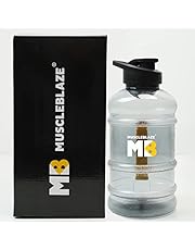 MuscleBlaze Gallon Bottle with Blender Ball, Leakproof, BPA-Free Plastic, Black Transparent, 1.5 L