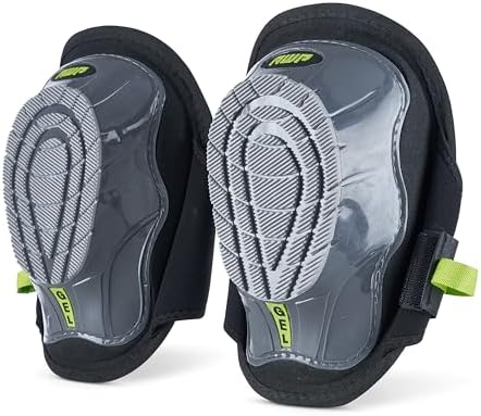 AWP Gel Stabilizer Flooring Roofing, Decking Non-Skid Knee Pads with Dual Layer Padding and Shock Stabilizer Caps | One Size, black,grey,green