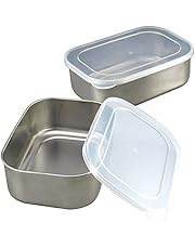 Shimomura Kihan 38871 Tsubamesanjo Storage Container with Lid, Deep Type, Set of 2, Stainless Steel, Square, 22.0 fl oz (650 ml), Made in Japan