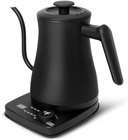 TUMIDY Electric Gooseneck Kettle Temperature Control 1L 8 Variable Presets Pour over Coffee Kettle, 1500W Rapid Heating, Stainless Steel Inner, Auto Shutoff Anti-dry Protection Matte Black