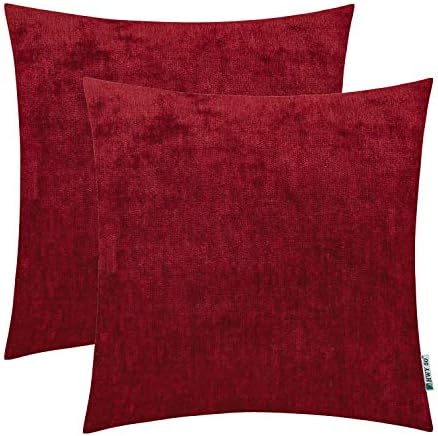 HWY 50 Wine Red Burgundy Decorative Throw Pillows Covers Set 18x18 Inch for Couch Sofa Living Room Bed Bedroom, Cashmere Soft Comfortable Solid Throw Pillow Cases Cushion Cover Pack of 2