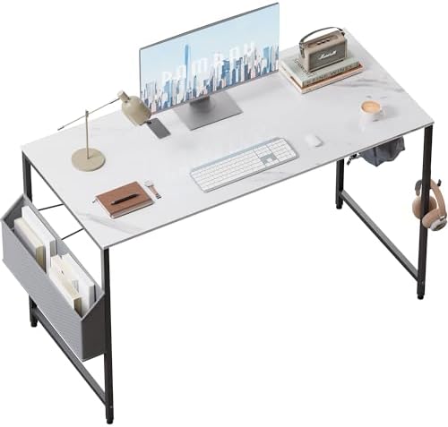 Pamray 47 Inch Computer Desk for Small Spaces with Storage Bag, Home Office Work Desk with Headphone Hook, Small Office Desk Study Writing Table