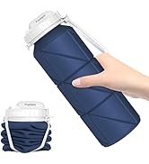 Popdigito 690ML Collapsible Water Bottles Reusable Leak Proof Silicone Water Bottle BPA Free Dura...