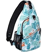 MOSISO Sling Backpack,Travel Hiking Daypack Pattern Rope Crossbody Shoulder Bag, Flamingo