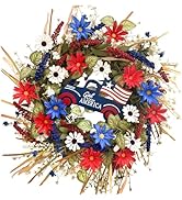 Idyllic 4th of July Wreath Patriotic Wreath Independence Day Wreath for Front Door, Red White and...