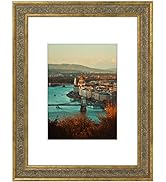 Golden State Art, 9X12 Photo Frame with White Mat for 6X8 Pictures & Real Glass, 1.25-Inch Wide, ...