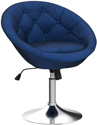 Roundhill Furniture Noas Velvet Upholstered Tufted Back Swivel Accent Chair, Blue