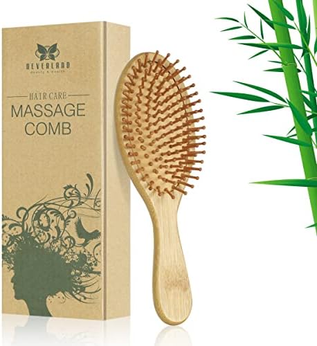 Neverland Beauty 1pc Natural Bamboo Wooden Massage Hair Brush Comb for All Hair Types Improve Hair Growth, Prevent Hair Loss