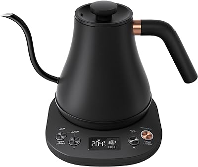 Mecity Electric Kettle Gooseneck Pour Over Kettle ±1℉ Temperature Control Quick Heating Water Boiler for Coffee & Tea & Formula Auto Shut Off Tea Kettle 1200 Watt, 0.8L, Matt Black, Barista Edition