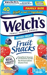 Welch&#39;s Fruit Snacks, Mixed Fruit, Perfect for School Lunches, Gluten Free, Bulk Pack, Individual Single Serve Bags, 0.8 oz (Pack of 40)