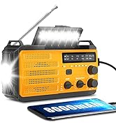 8000mAh NOAA Emergency Weather Radio,AM/FM/WB Hand Crank Solar Powered Radio with Weather Alert,E...