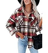 Womens Flannel Shacket Boyfriends Corduroy Button Down Plaid Shirts Fall Clothing Tops S-3XL